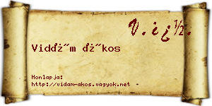Vidám Ákos névjegykártya